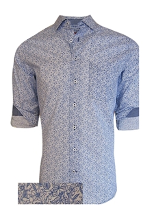 Blue Small Floral Santa Ynez Long Sleeves Shirt | Georg Roth Shirts Collection | Sam's Tailoring Fine Mens Clothing