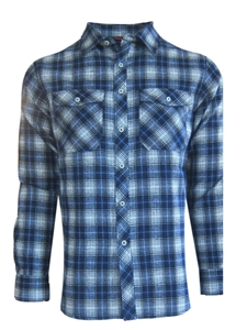 Blue & Cream Plaid Flannel Keystone Mens Shirt | Georg Roth Shirts Collection | Sam's Tailoring Fine Mens Clothing
