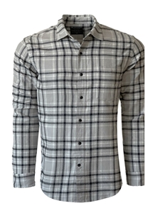 Eggshell & Grey Plaid Flannel Park City Men's Shirt | Georg Roth Shirts Collection | Sam's Tailoring Fine Mens Clothing