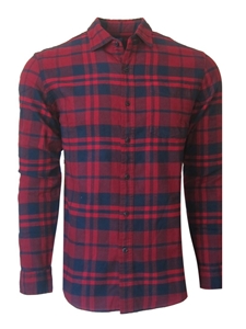 Red & Navy Plaid Breckenridge Long Sleeves Shirt | Georg Roth Shirts Collection | Sam's Tailoring Fine Mens Clothing