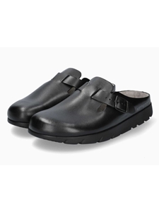 Black Buckle Fastener Grain Leather Men's Sandal | Mephisto Sandals Collection | Sam's Tailoring Fine Men Clothing