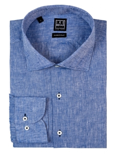 Blue Washed Italian Linen Men's Sport Shirt | IKE Behar Sport Shirts | Sam's Tailoring Fine Men's Clothing