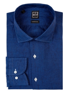 Royal Blue Washed Italian Linen Men Sport Shirt | IKE Behar Sport Shirts | Sam's Tailoring Fine Men's Clothing