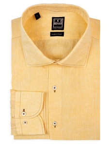 Yellow Washed Italian Linen Men Sport Shirt | IKE Behar Sport Shirts | Sam's Tailoring Fine Men's Clothing