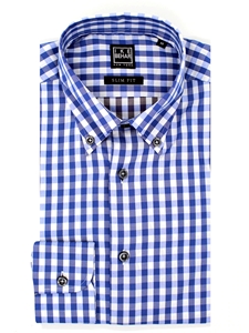 Blue Check Button Down Men's Sport Shirt | IKE Behar Sport Shirts | Sam's Tailoring Fine Men's Clothing