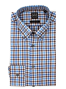 Sky & Chocolate Multi-Check Men Sport Shirt | IKE Behar Sport Shirts | Sam's Tailoring Fine Men's Clothing