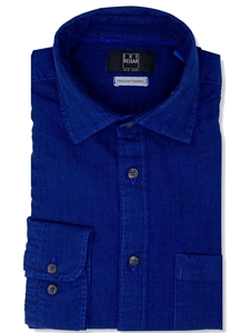 Royal Blue Over-Dye Denim Men Sport Shirt | IKE Behar Sport Shirts | Sam's Tailoring Fine Men's Clothing