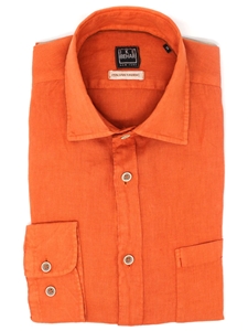 Terracotta Linen Long Sleeves Sport Shirt | IKE Behar Sport Shirts | Sam's Tailoring Fine Men's Clothing