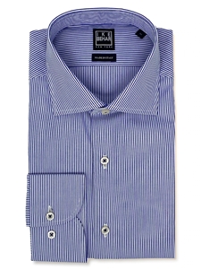 Navy & White Stripe Men's Sport Shirt | IKE Behar Sport Shirts | Sam's Tailoring Fine Men's Clothing