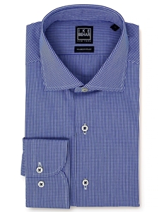 Navy Gingham Long Sleeves Sport Shirt | IKE Behar Sport Shirts | Sam's Tailoring Fine Men's Clothing