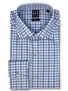 Blue & Smoke Multi Check Men Sport Shirt | IKE Behar Sport Shirts | Sam's Tailoring Fine Men's Clothing