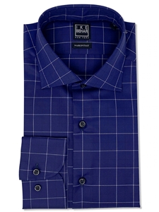 Navy Box Check Long Sleeves Sport Shirt | IKE Behar Sport Shirts | Sam's Tailoring Fine Men's Clothing