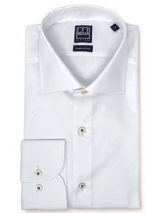 White Pique Long Sleeves Men's Sport Shirt | IKE Behar Sport Shirts | Sam's Tailoring Fine Men's Clothing