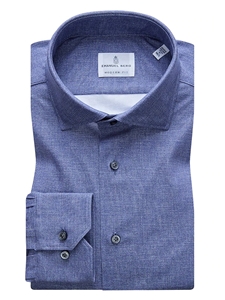 Shirts Stretch Men\'s Sam\'s Fine | Shirt Berg Collection Ink 4Flex Clothing Emanuel Tailoring Knit | Blue Melange Modern