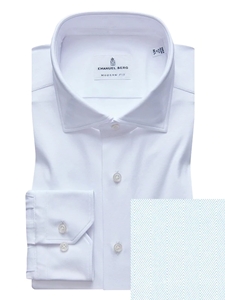 Powder Blue Herringbone Modern 4Flex Knit Shirt  | Emanuel Berg Shirts Collection | Sam's Tailoring Fine Men's Clothing