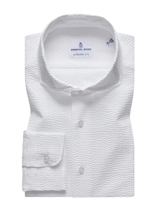 White Solid Summer Textured Crinkle Hybrid Shirt | Emanuel Berg Shirts Collection | Sam's Tailoring Fine Men's Clothing