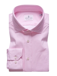 White & Pink Micro Pattern Modern 4Flex Knit Shirt | Emanuel Berg Shirts Collection | Sam's Tailoring Fine Men's Clothing