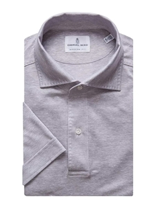 Grey Solid Pic Stitch Stretch Men's Jersey Polo | Emanuel Berg Polos Collection | Sam's Tailoring Fine Men's Clothing