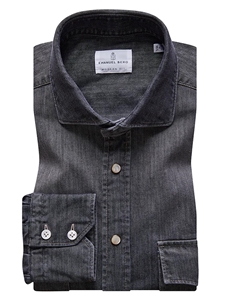 Charcoal Solid Denim Men's Shirt | Emanuel Berg Shirts Collection | Sam's Tailoring Fine Men's Clothing