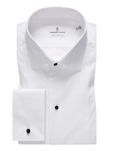 White Solid Formal Men's Dress Shirt | Emanuel Berg Shirts Collection | Sam's Tailoring Fine Men's Clothing