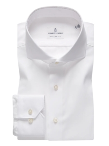White Traveller Twill Men's Dress Shirt | Emanuel Berg Shirts Collection | Sam's Tailoring Fine Men's Clothing