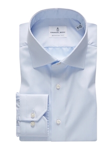 Light Blue Traveller Twill Men's Dress Shirt | Emanuel Berg Shirts Collection | Sam's Tailoring Fine Men's Clothing