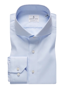 Powder Blue Traveller Twill Dress Shirt | Emanuel Berg Shirts Collection | Sam's Tailoring Fine Men's Clothing