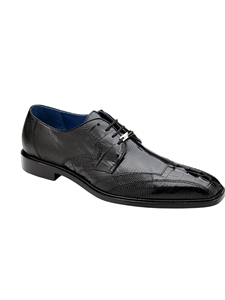 Black Caiman Crocodile & Lizard Valter Shoe | Belvedere Dress Shoes Collection | Sam's Tailoring Fine Men's Clothing