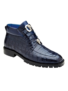 Navy Genuine Caiman Crocodile Gallardo Boot | Belvedere Boots Collection | Sam's Tailoring Fine Men's Clothing