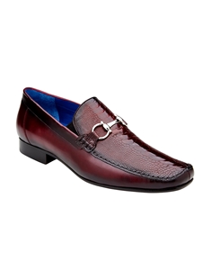 Dark Burgundy Genuine Ostrich Leg Bruno Loafer | Belvedere Dress Shoes Collection | Sam's Tailoring Fine Men's Clothing