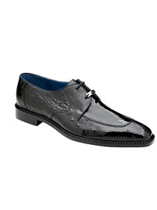 Black Genuine Ostrich Bolero Dress Shoe | Belvedere Dress Shoes Collection | Sam's Tailoring Fine Men's Clothing