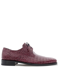 Burgundy Anderson Crocodile Lace Up Men's Exotic Shoe | Mezlan Men's Metro Shoes | Sam's Tailoring Fine Men's Clothing