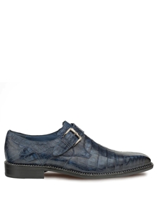 Blue Magnus Crocodile Exotic Single Monk Strap Shoe | Mezlan Men's Metro Shoes | Sam's Tailoring Fine Men's Clothing