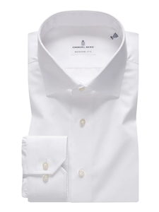 White Traveller Wrinkle Resistant Men's Dress Shirt | Emanuel Berg Shirts Collection | Sam's Tailoring Fine Men's Clothing