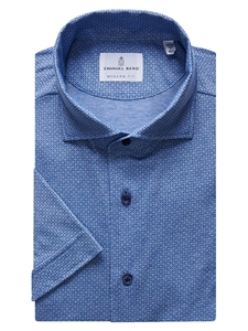 Light Blue Modern Fit Short Sleeve Casual Shirt | Emanuel Berg Shirts Collection | Sam's Tailoring Fine Men's Clothing