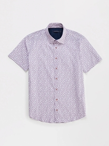 Purple Flower Print Poplin Short Sleeve Shirt | Stone Rose Short Sleeve Shirts | Sams Tailoring Fine Men Clothing