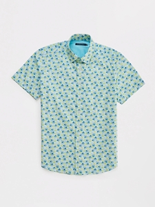 Lime Green Leaf Print Poplin Short Sleeve Shirt | Stone Rose Short Sleeve Shirts | Sams Tailoring Fine Men Clothing