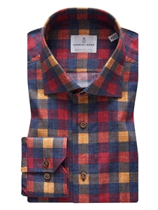 Multi Check Dobby Men's Luxury Sport Shirt | Emanuel Berg Shirts Collection | Sam's Tailoring Fine Men's Clothing
