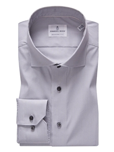 Grey Micro Modern Performance Stretch Dress Shirt | Emanuel Berg Shirts Collection | Sam's Tailoring Fine Men's Clothing