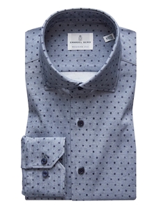 Blue & Navy Dots 4Flex Stretch Knit Men Shirt | Emanuel Berg Shirts | Sam's Tailoring Fine Men Clothing