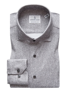 Grey Solid Modern 4Flex Stretch Knit Men's Shirt | Emanuel Berg Shirts | Sam's Tailoring Fine Men Clothing