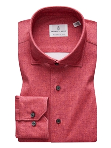 Red Solid Modern 4Flex Stretch Knit Men Shirt | Emanuel Berg Shirts | Sam's Tailoring Fine Men Clothing