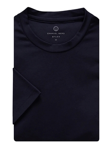 Navy Solid Modern 4Flex Stretch Knit tshirt | Emanuel Berg t-Shirts Collection | Sam's Tailoring Fine Men Clothing