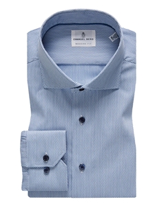 Medium Blue Modern Performance Stretch Dress Shirt | Emanuel Berg Dress Shirts | Sam's Tailoring Fine Men Clothing