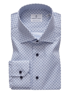 Blue & Navy Geometric Oxford Luxuxry Sport Shirt | Emanuel Berg Sport Shirts | Sam's Tailoring Fine Men Clothing