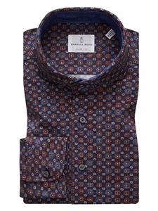 Multi Geometric Floral Premium Jersey Knit Shirt | Emanuel Berg Sport Shirts | Sam's Tailoring Fine Men Clothing