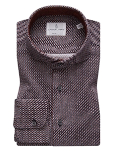 Brown, Grey & Navy Ellipse Premium Jersey Knit Shirt | Emanuel Berg Sport Shirts | Sam's Tailoring Fine Men Clothing