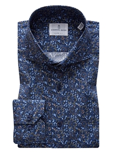 Multi Floral Stretch Poplin Luxury Men's Sport Shirt | Emanuel Berg Sport Shirts | Sam's Tailoring Fine Men Clothing
