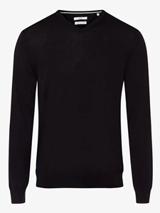 Black Tristan Merino Wool Easy Wash Sweater | Brax Men's Sweaters | Sam's Tailoring Fine Men Clothing