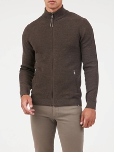 Espresso John Wool Full Zipper Men's Sweater | Brax Men's Sweaters | Sam's Tailoring Fine Men Clothing